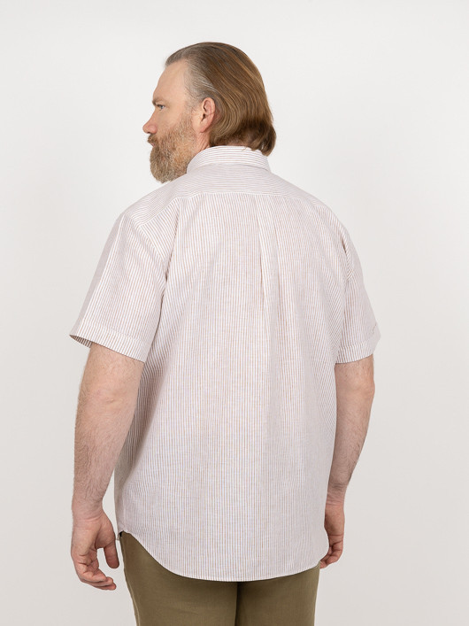Chemisette Zack/leo Rayee Capel Grande Taille blanc/beige homme grande taille - Capelstore