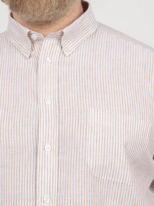 Chemisette Zack/leo Rayee Capel Grande Taille blanc/beige homme grande taille - Capelstore
