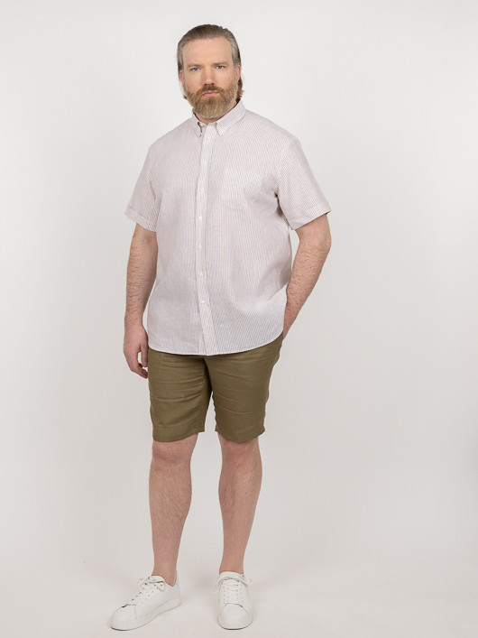 Chemisette Zack/leo Rayee Capel Grande Taille blanc/beige homme grande taille - Capelstore