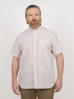 Chemisette Zack/leo Rayee Capel Grande Taille blanc/beige homme grande taille - Capelstore