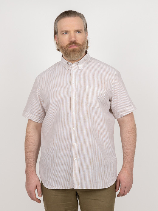 Chemisette Zack/leo Rayee Capel Grande Taille blanc/beige homme grande taille - Capelstore