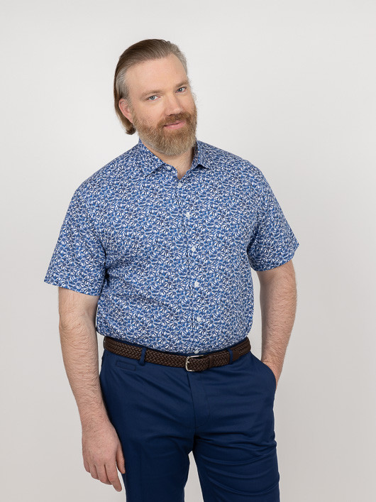 Chemisette Tom Fleurs Capel Grande Taille marine homme grande taille - Capelstore