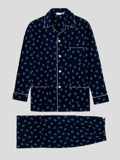 Pyjama Petites Feuilles Derek Rose Grande Taille marine homme grande taille - Capelstore