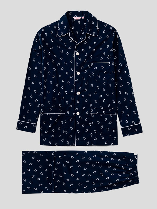 Pyjama Petites Feuilles Derek Rose Grande Taille marine homme grande taille - Capelstore
