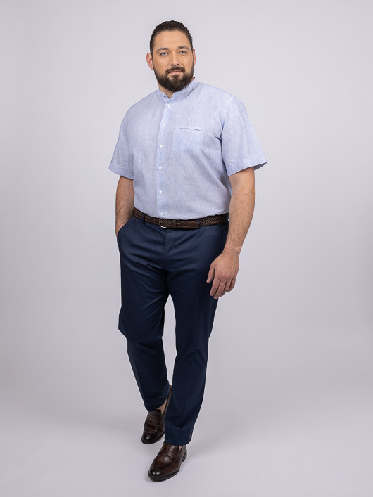 Chemisette Rayee Col Mao Kimi Capel Grande Taille bleu homme grande taille - Capelstore