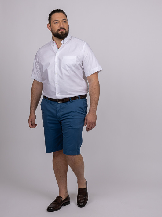 Chemise manches courtes blanche coton oxford homme grande taille