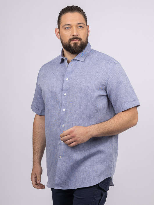 Chemisette Gatsby Faux Uni ChinÃ© Capel Grande Taille marine homme grande taille - Capelstore
