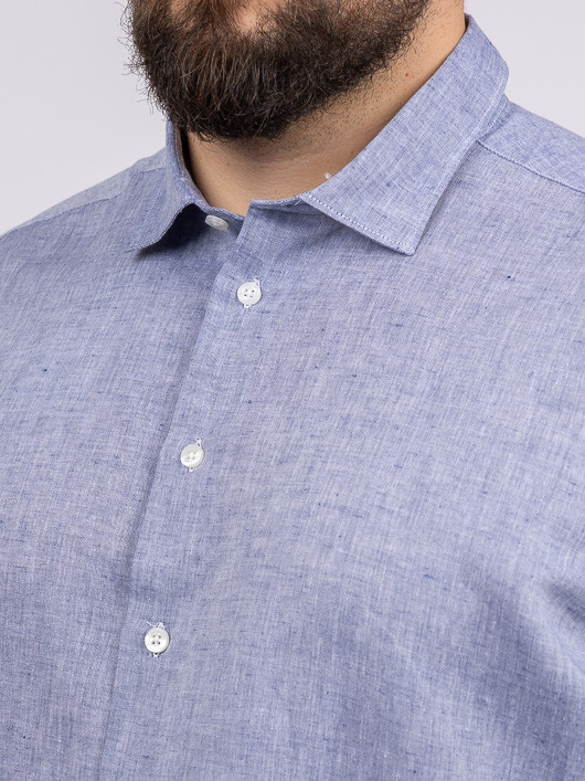 Chemisette Gatsby Faux Uni Chiné Capel Grande Taille marine homme grande taille - Capelstore