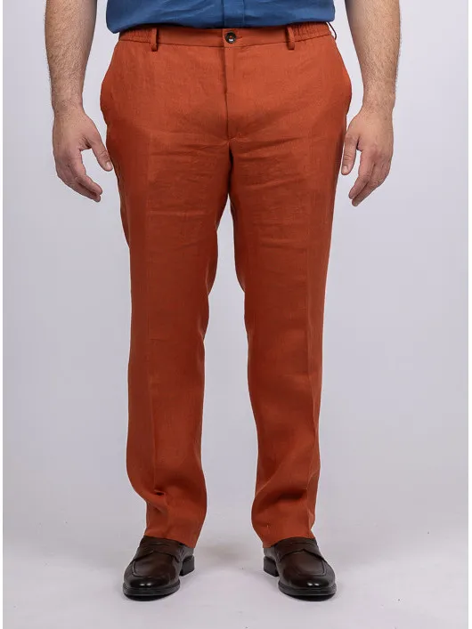 Pantalon En Lin Tomette Elastique Capel Grande Taille tomette homme grande taille - Capelstore