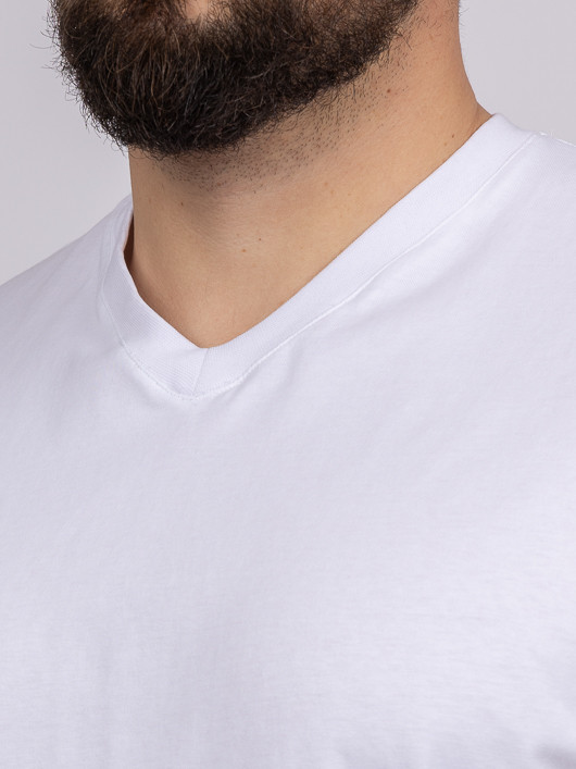 Tee-shirt Louis Col V Blanc Capel Grande Taille  homme grande taille - Capelstore