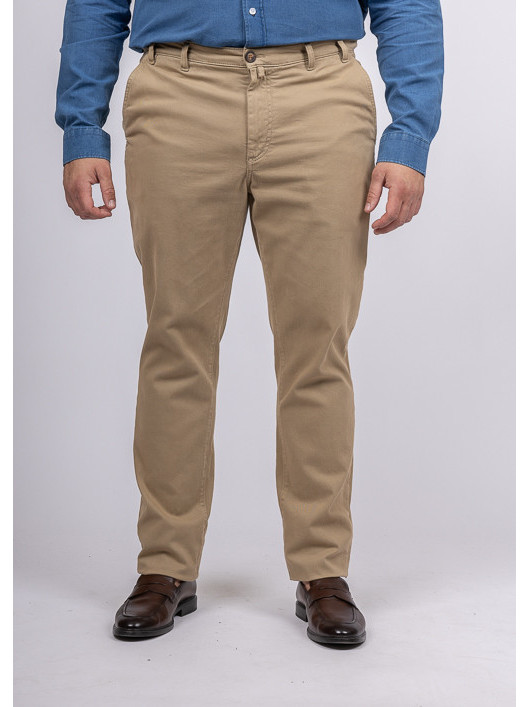 Pantalon coton chino beige homme grande taille | Capel