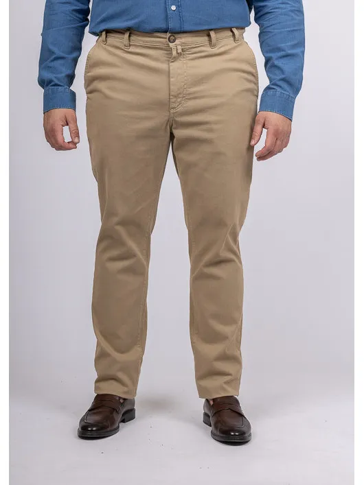 Pantalon coton chino beige homme grande taille | Capel