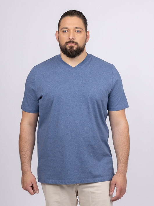 Tee-shirt Louis Col V Indigo Capel Grande Taille homme grande taille - Capelstore