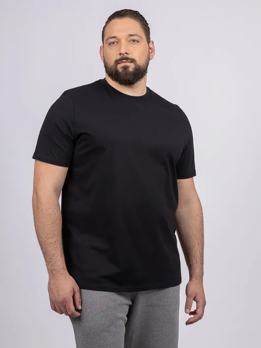 Tee-shirt Louis Col Rond Noir Capel Grande Taille  homme grande taille - Capelstore