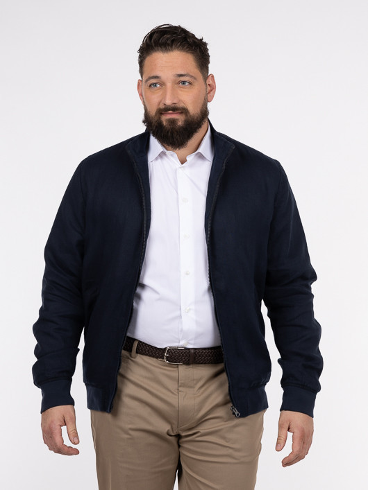 Blouson En Lin Marine Capel Grande Taille  homme grande taille - Capelstore