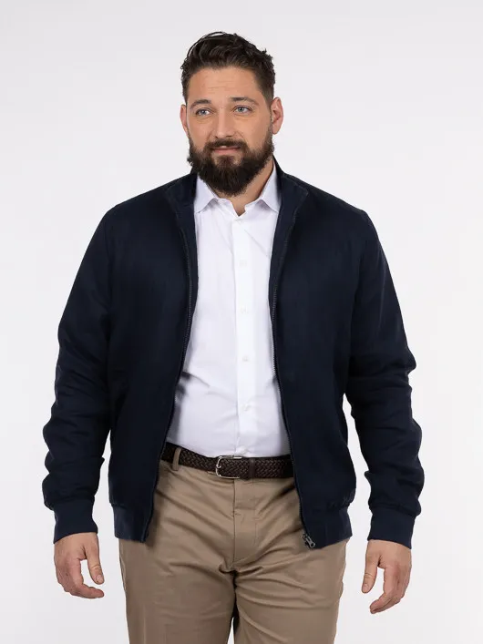 Blouson En Lin Marine Capel Grande Taille  homme grande taille - Capelstore