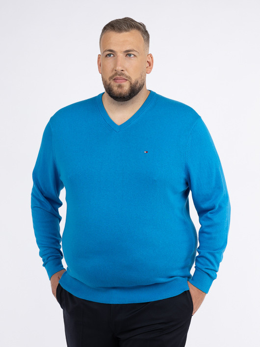Pull Coton/cachem. Bleu Tommy Hilfiger Grande Taille homme grande taille - Capelstore