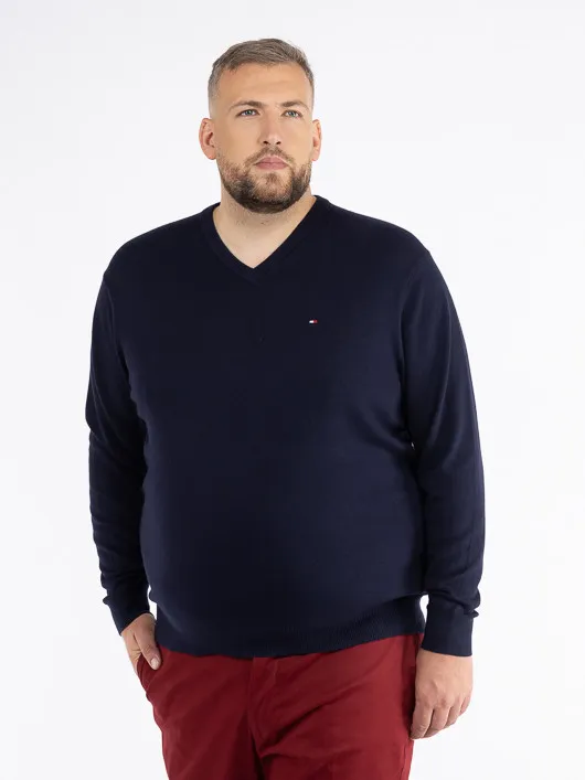 Pull Coton/cach. Marine Tommy Hilfiger Grande Taille  homme grande taille - Capelstore