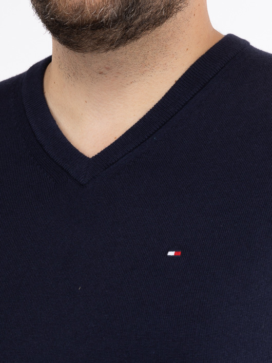 Col V Pull Coton Cachemire Tommy Hilfiger Pull Marine Tommy