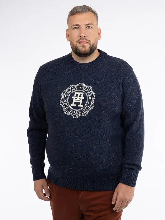 Pull Col Rond Monogramme Tommy Hilfiger Grande Taille  homme grande taille - Capelstore