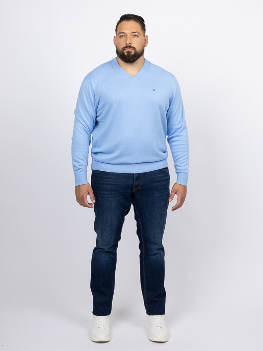 Pull Col V Bleu Tommy Hilfiger Grande Taille bleu homme grande taille - Capelstore