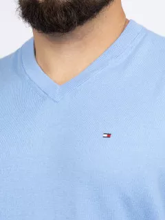 Pull Col V Bleu Tommy Hilfiger Grande Taille bleu homme grande taille - Capelstore