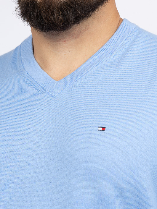 Pull Col V Bleu Tommy Hilfiger Grande Taille bleu homme grande taille - Capelstore