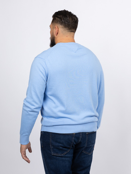 Pull Col V Bleu Tommy Hilfiger Grande Taille bleu homme grande taille - Capelstore