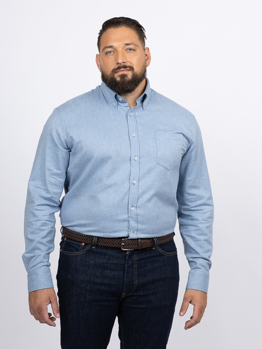 Chemise Flanelle Bleu Clair Paul & Shark Grande Taille bleu ciel homme grande taille - Capelstore