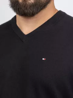 Pull Col V Noir Tommy Hilfiger Grande Taille noir homme grande taille - Capelstore
