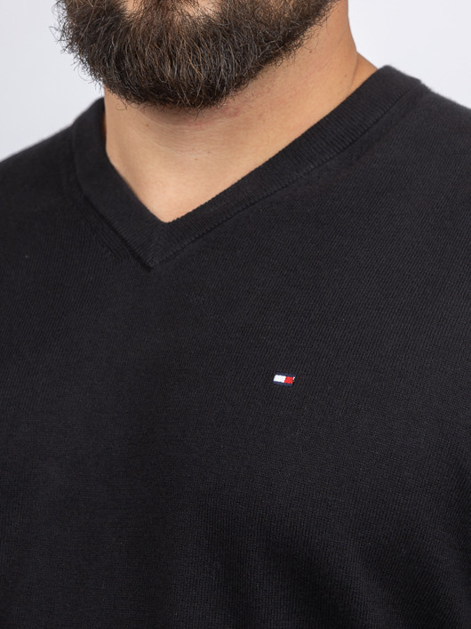 Pull Col V Noir Tommy Hilfiger Grande Taille noir homme grande taille - Capelstore