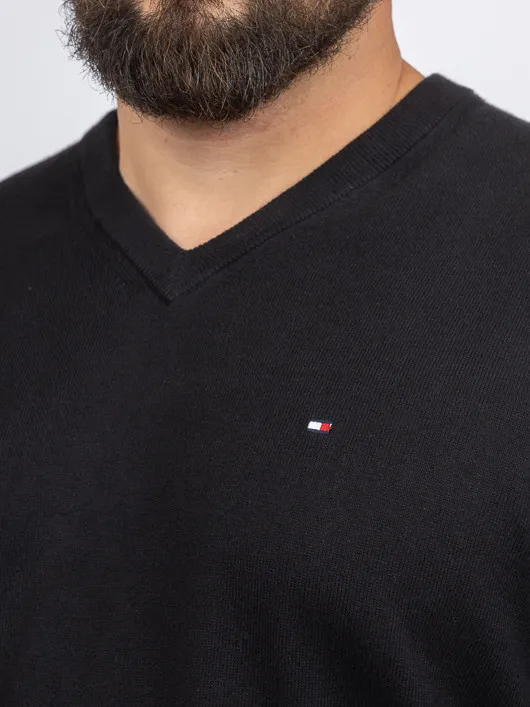 Pull Col V Noir Tommy Hilfiger Grande Taille noir homme grande taille - Capelstore
