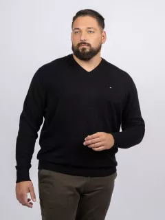 Pull Col V Noir Tommy Hilfiger Grande Taille noir homme grande taille - Capelstore