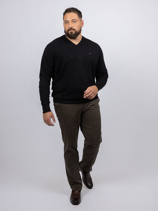 Pull Col V Noir Tommy Hilfiger Grande Taille noir homme grande taille - Capelstore