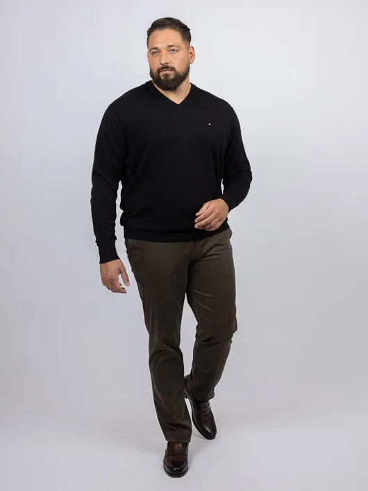 Pull Col V Noir Tommy Hilfiger Grande Taille noir homme grande taille - Capelstore