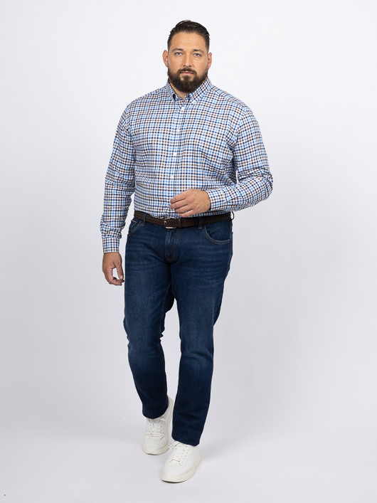 Chemise Carreaux Ralph/leo Capel Grande Taille blanc/marine/marron homme grande taille - Capelstore