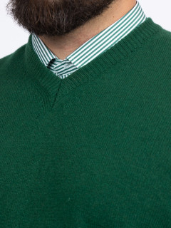 Pull Como Col V Lambswool Capel Grande Taille vert sapin homme grande taille - Capelstore