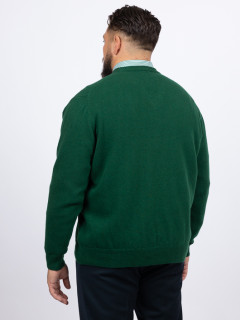 Pull Como Col V Lambswool Capel Grande Taille vert sapin homme grande taille - Capelstore