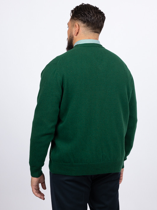 Pull Como Col V Lambswool Capel Grande Taille vert sapin homme grande taille - Capelstore