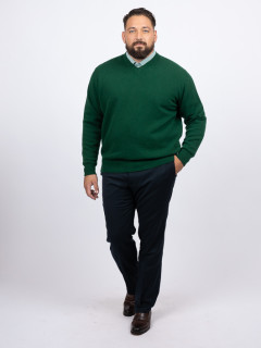 Pull Como Col V Lambswool Capel Grande Taille vert sapin homme grande taille - Capelstore