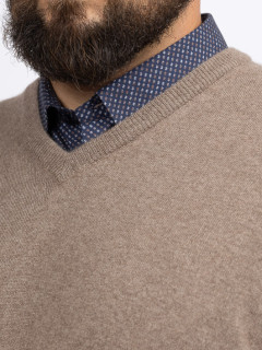 Pull Cachemire Enzo V Marron Glace Capel Grande Taille marron homme grande taille - Capelstore