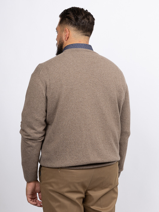 Pull Cachemire Enzo V Marron Glace Capel Grande Taille marron homme grande taille - Capelstore
