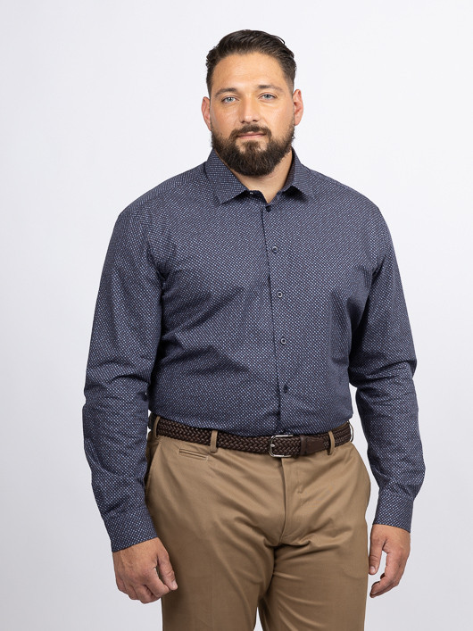 Chemise Motif Puzzle Gianni Capel Grande Taille marine/marron/beige homme grande taille - Capelstore