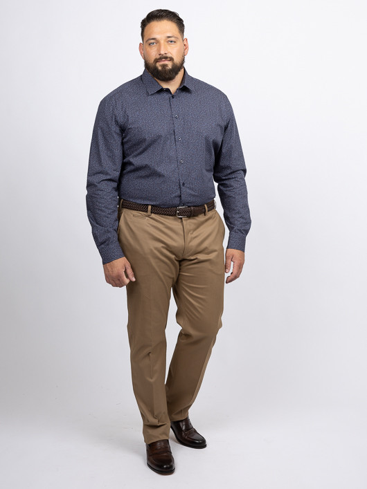 Chemise Motif Puzzle Gianni Capel Grande Taille marine/marron/beige homme grande taille - Capelstore