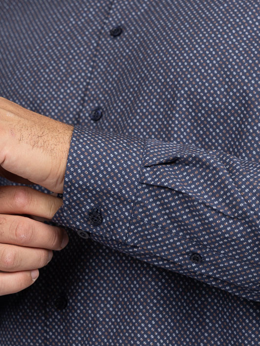 Chemise Motif Puzzle Gianni Capel Grande Taille marine/marron/beige homme grande taille - Capelstore