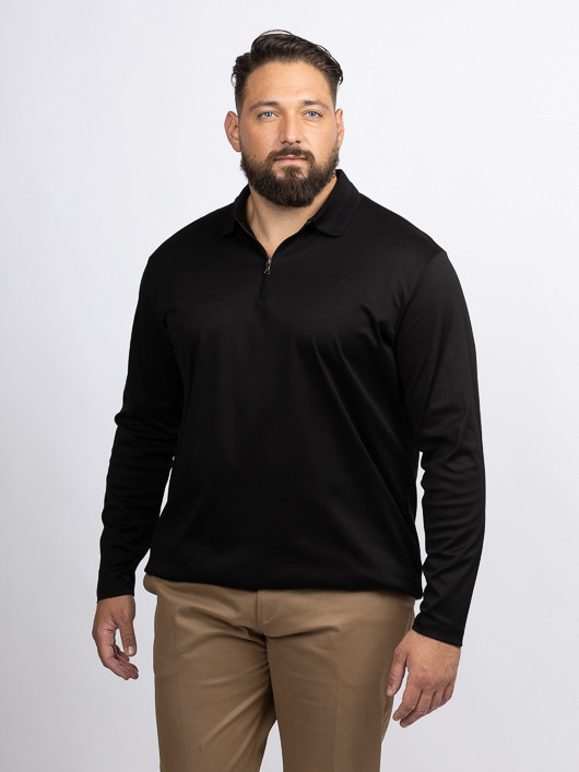 Polo Ml Noir Zippe Paul& Shark Grande Taille noir homme grande taille - Capelstore