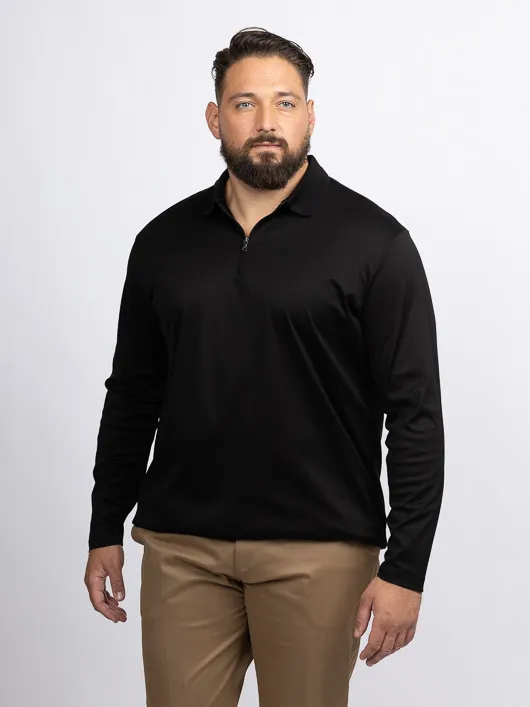 Polo Ml Noir Zippe Paul& Shark Grande Taille noir homme grande taille - Capelstore