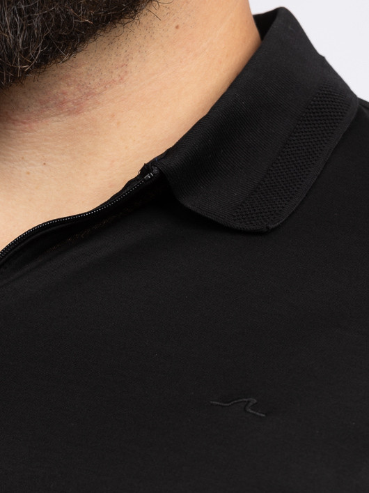 Polo Ml Noir Zippe Paul& Shark Grande Taille noir homme grande taille - Capelstore