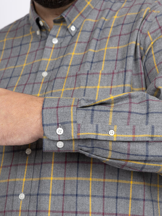 Chemise Ralph Ã Carreaux Capel Grande Taille gris/jaune/bordeaux homme grande taille - Capelstore