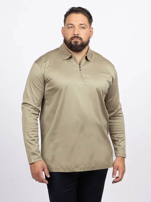 Polo Ml Beige Zippe Paul&shark Grande Taille beige homme grande taille - Capelstore